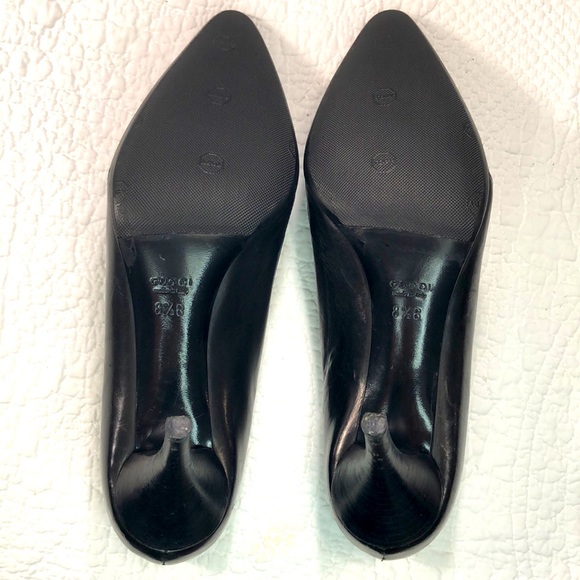 Vintage Gucci Black Leather Pointed Toe Loafer Pumps - Picture 6 of 12
